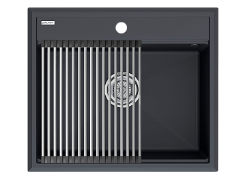 Кухонная мойка + коландер Paulmark PM115951-AN+R375-BS 59х51 цвет антрацит